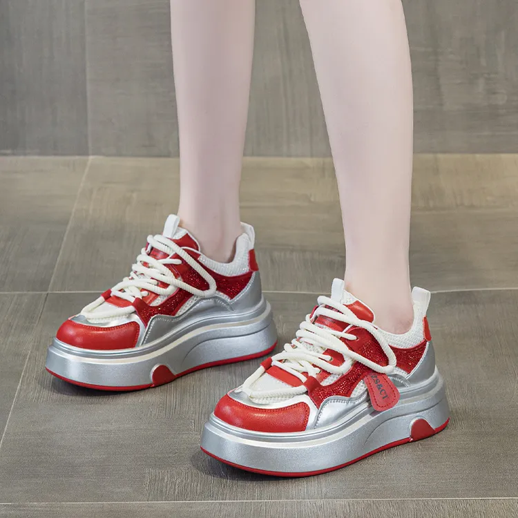 时尚休闲鞋女2025春季新款韩版百搭运动鞋真皮厚底小白鞋学生板鞋
