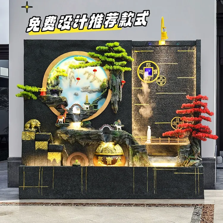 工厂爆款大型水幕墙流水假山瀑布喷泉别墅屏风景观装饰摆件