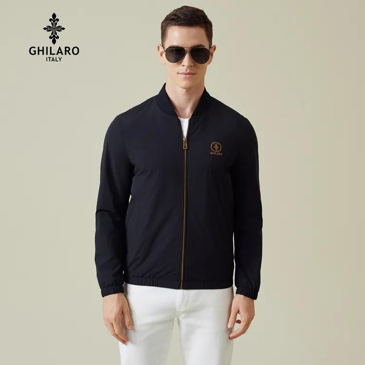 古劳吉那诺简约外套男款春秋2025新刺绣休闲经典棒球领款夹克3002