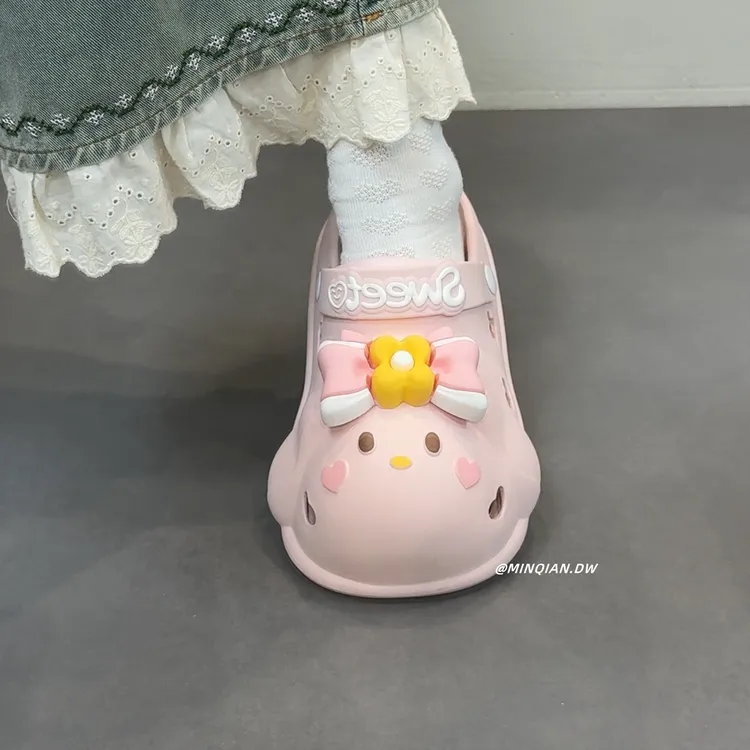 星之卡比可爱卡通洞洞鞋女2026新款夏季外穿厚底增高少女心拖鞋女