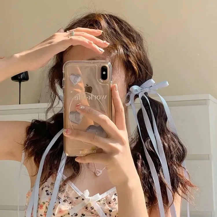 韩版丝带小红书编发蝴蝶发夹飘带双马尾可爱发饰鸭嘴夹女饰品