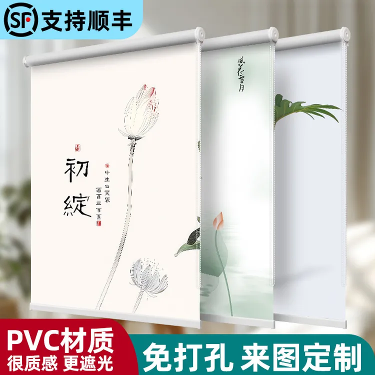 2025新款厨房卫生间卧室全遮光升降免打孔安装卷拉式卷帘窗帘