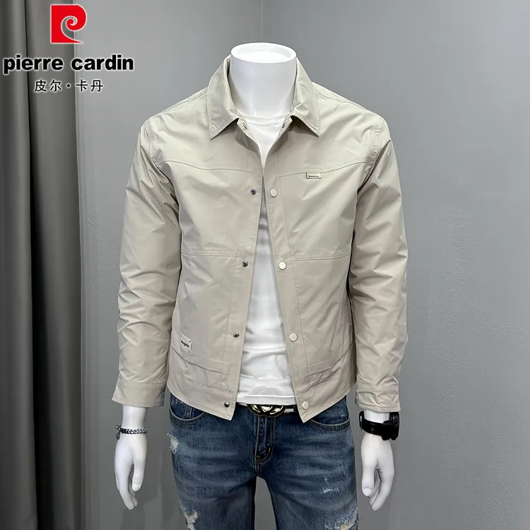 皮尔卡丹新款欧货商务休闲行政夹克春秋外套翻领修身帅气男士潮流