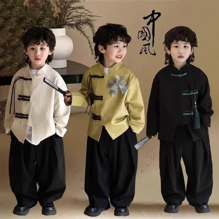 巴拉巴拉男孩女孩儿童休闲裤2025韩版洋气新款男童唐装春秋中国风