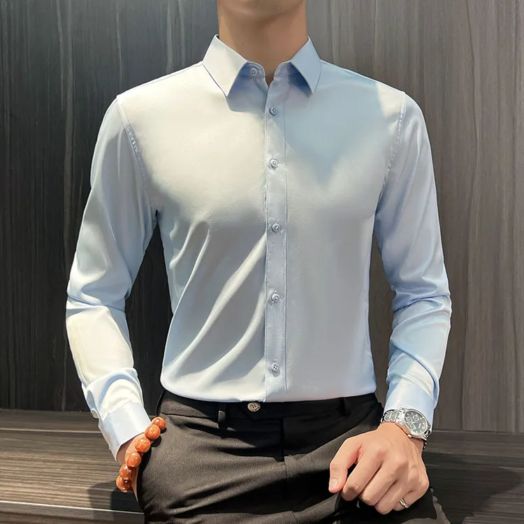 商务正装男士衬衫长袖韩版修身春秋休闲时尚百搭高级感工作服衬衣