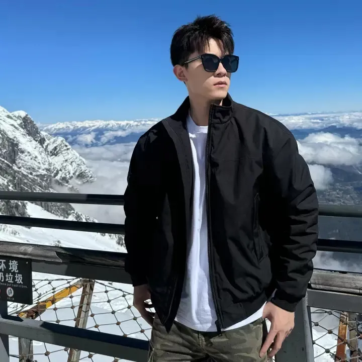 美式复古立领夹克男春秋休闲风衣机能工装外套宽松运动上衣薄款