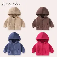 【柏粒绒带帽外套  】婴儿衣服男童卫衣秋冬小童上衣H16