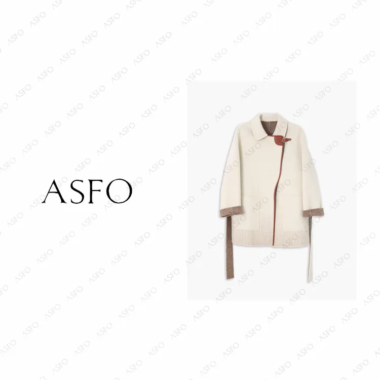 【AS小爱玛】25新经典大气H家拼皮羊绒羊毛中长款大衣AS25QDY00484