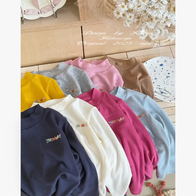 【实穿主义】二Hihoniya~2025秋季亲子彩色刺绣柔软半高领打底衫