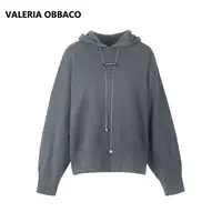 VALERIAOBBACO/瓦莱丽娅 奥贝科VO墨灰色连帽针织上衣阔腿针织裤