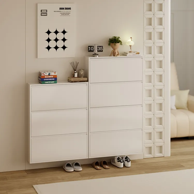 信洛莱钢制超薄鞋柜入户门口一体靠墙家用极窄翻斗鞋架玄关柜