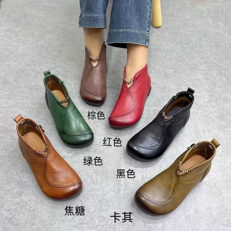 6697头层牛皮25秋季新款短靴软底软皮舒适百搭爆款加绒增高显瘦