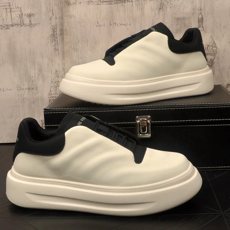 青春潮流男士小众透气真皮板鞋季青年增高休闲风运动男鞋轻奢百搭