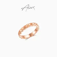 AIAX  镀K金 轻奢时尚设计师百搭个性简约经典菱格纹戒指TSS7412