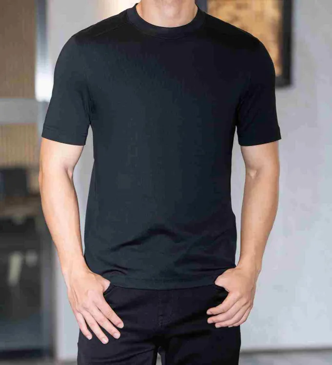 【251151】男士秋冬双11加厚保暖中袖修身男士纯色T恤针织休闲短袖