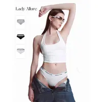 「LA」“Nasty Cat”独立设计性感舒适运动风纯色字母三角内裤女