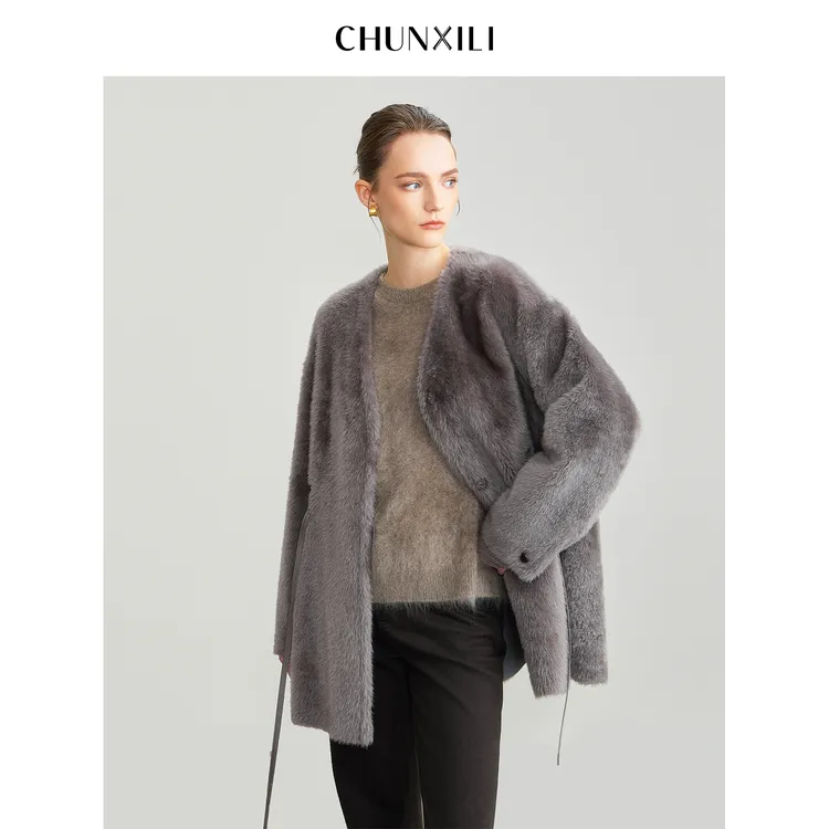 CHUNXILI/春熙里 羊皮毛一体皮草外套D00W54089