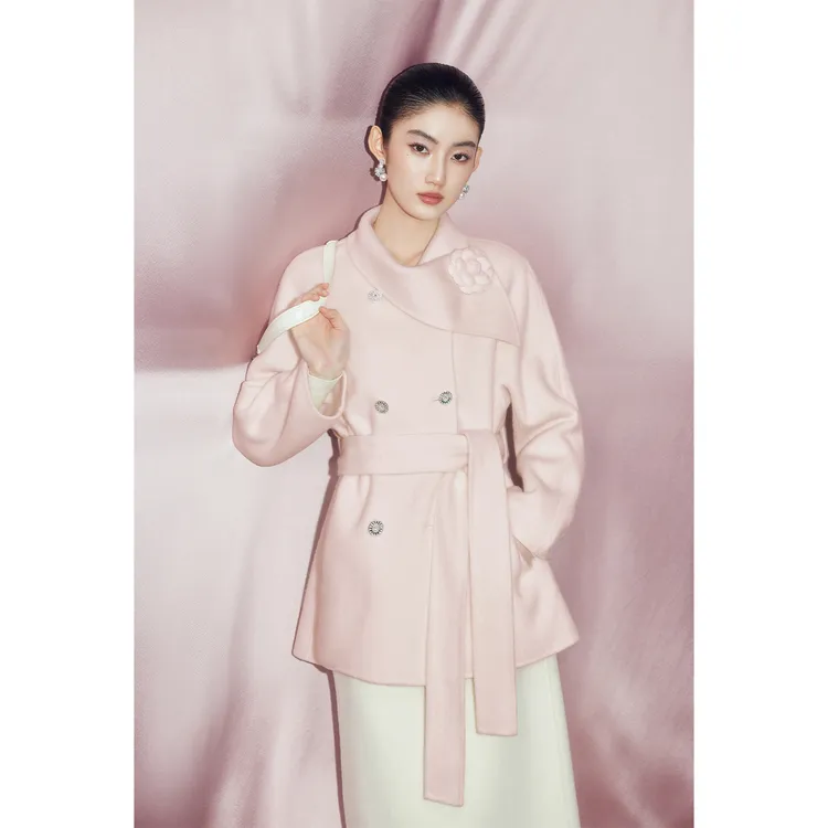 MandyZhang绵羊毛双面呢大衣套女秋冬毛呢外套