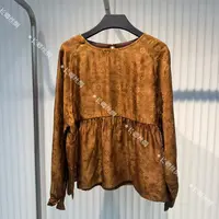 [青青】新中式素绉缎宝相花国风长袖上衣D522