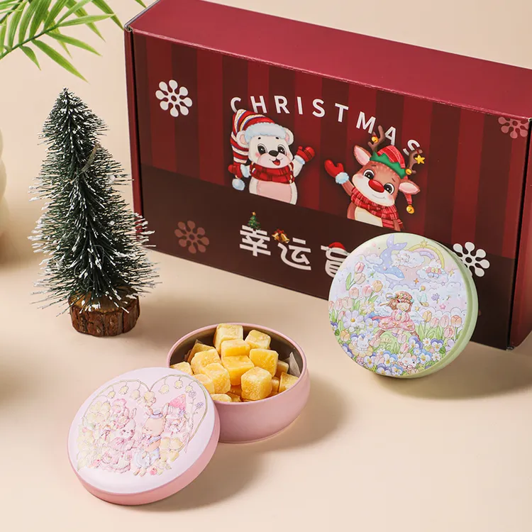 圣诞节礼盒手工百草梨膏糖清凉薄荷味 送男友送女友卡通罐装糖果