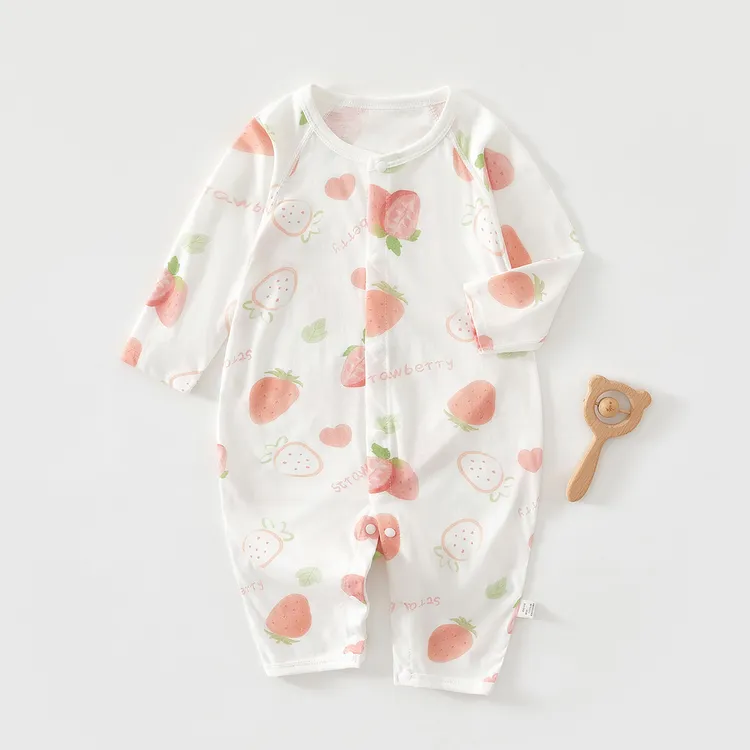 宝宝薄款长袖空调服新生儿连体衣轻薄款婴儿衣服夏季外出纯棉哈衣