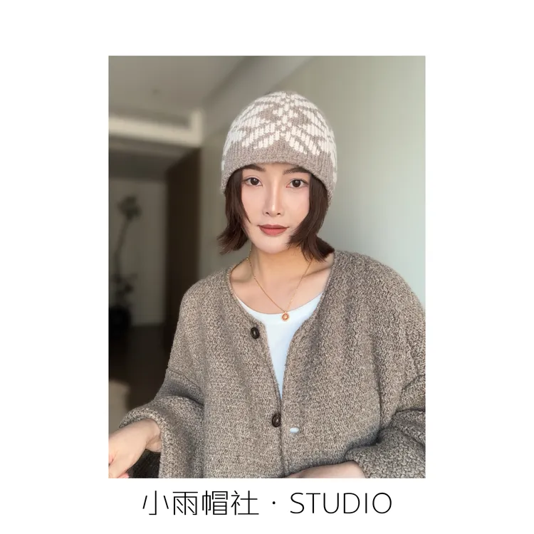 小雨帽社 “费尔岛”100%羊毛针织包头帽 针织帽 冷帽毛线帽
