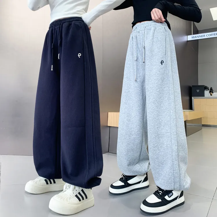 儿童裤子春秋新款女童运动卫裤中大童长裤秋装季胖孩宽松收口潮牌
