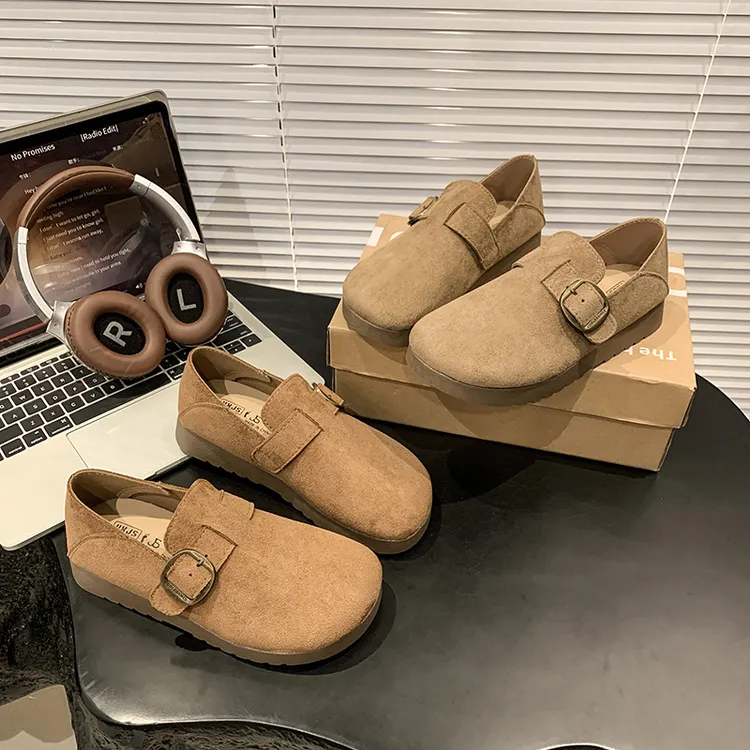 复古平底一脚蹬单鞋女2025春秋新款软底勃肯鞋防滑舒适百搭豆豆鞋