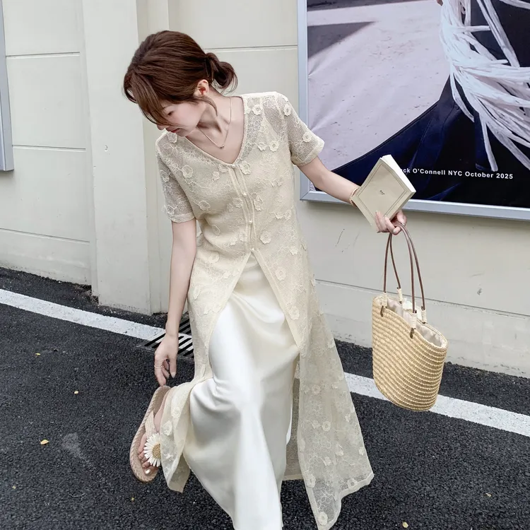 气质蕾丝罩衫裙女夏季2025新款今年流行爆款独特女生韩系ins衣服