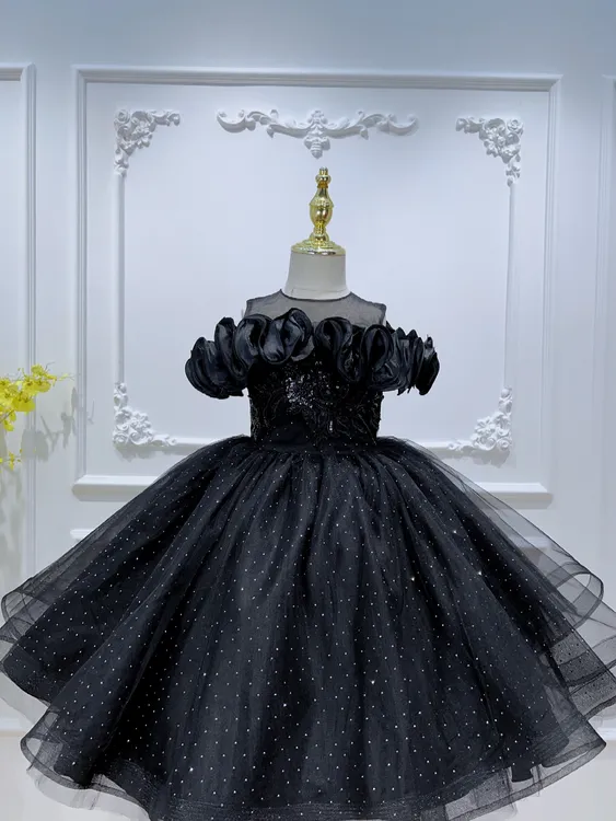 女公主晚礼服公主风礼服礼服连衣裙一字肩9856