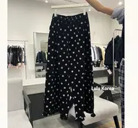 （波妞裤）秋冬波点休闲裤2025新款高腰木耳边宽松阔腿裤显瘦裤3274