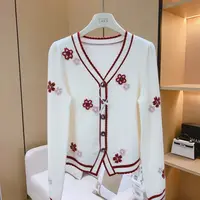 |秋季新款白色千金气质樱花气质高级针织衫 5523