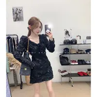 【 爱乐之城】 立体花长袖连衣裙