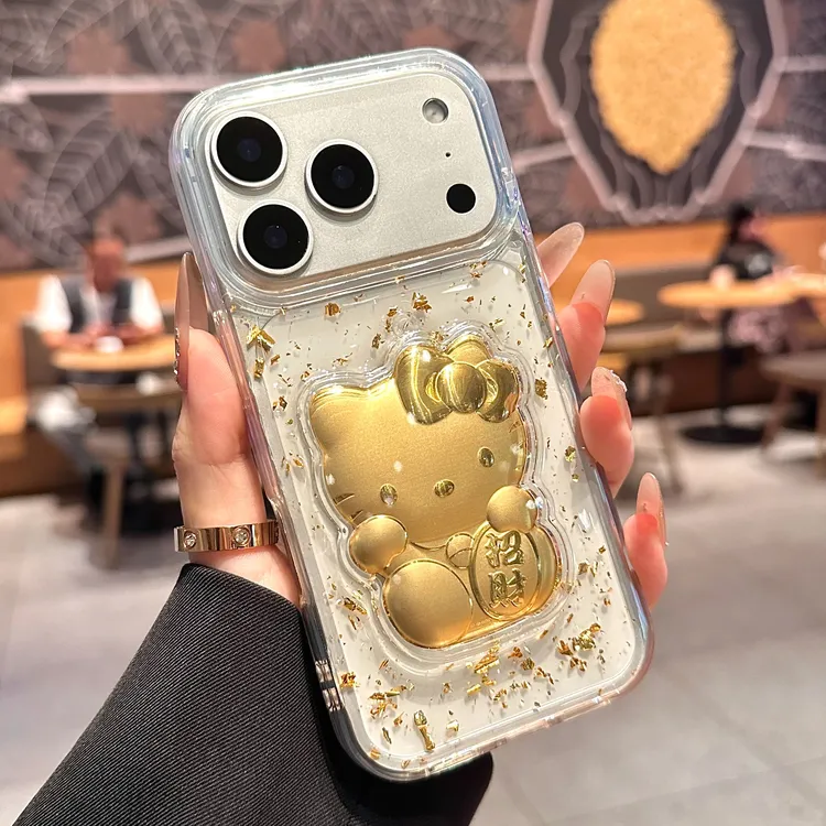 苹果手机壳网红适用iPhone17promax新款16招财猫15金箔14男13女款