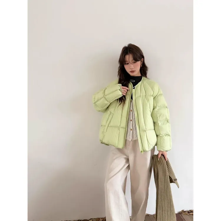 圆领新国标90白鸭绒休闲少女风泡芙时尚外套潮ZYD096