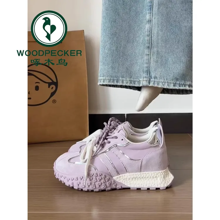啄木鸟小众厚底德训阿甘鞋女2025春季爆款增高百搭休闲运动老爹鞋