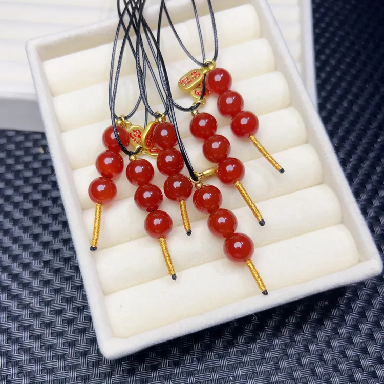 （糖葫芦项链）天然玛瑙玉髓吊坠国风新年挂件多样性发拍一发一 