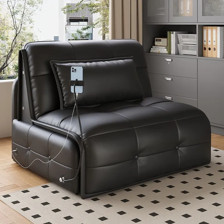 充电皮沙发客厅家用全自动旋转升降极简轻奢！舒服风人造皮革饰面