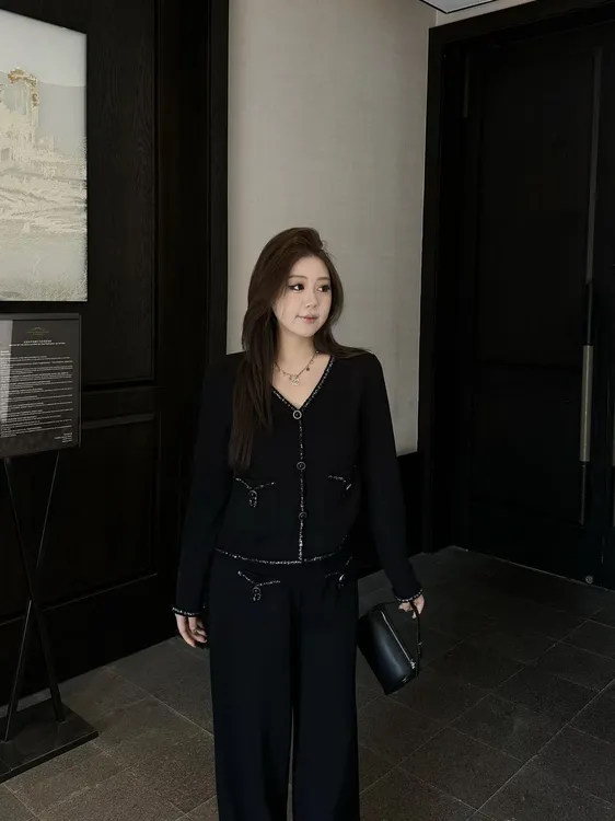 琪琪怪怪大码女装【小香舒适区】小香风上衣短裙长裤套装T18176QQ