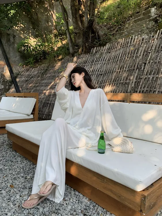 开春穿搭时尚减龄慵懒长款开衫套装宽松针织衫+简约百搭半身裙