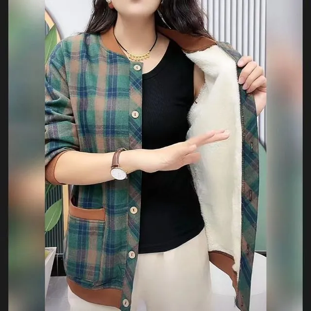 妈妈装加绒保暖外套棒球服中老年女5060秋冬季新款加厚夹克衫上衣