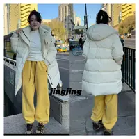 冬季新款休闲百搭连帽中长款棉服(6909)