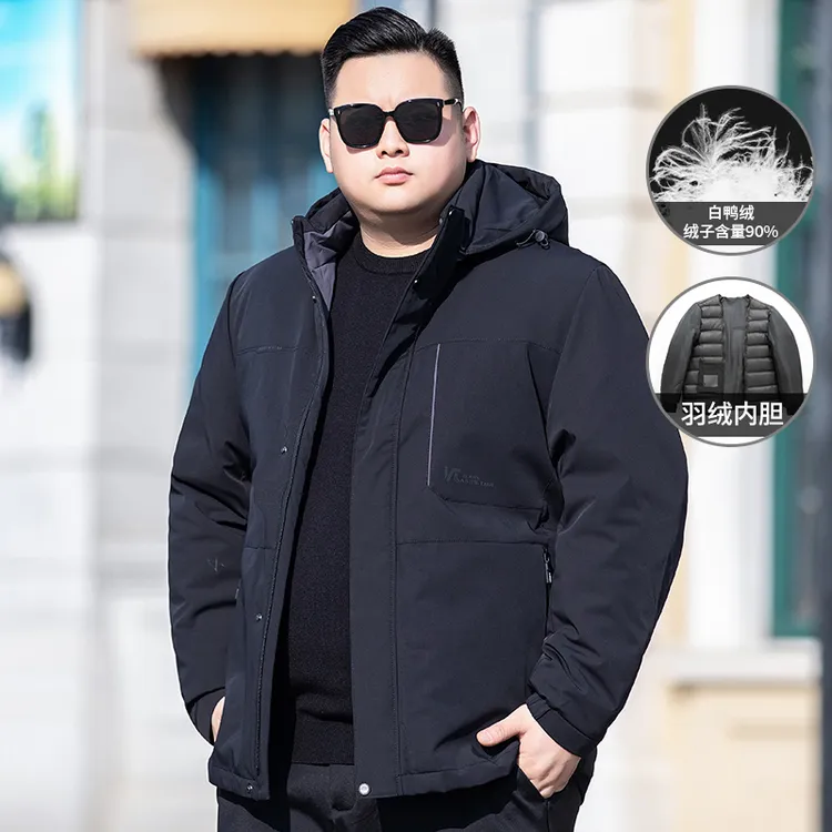 加肥加大冬季男士羽绒服外套可脱卸内胆胖子特大码加厚保暖防寒服