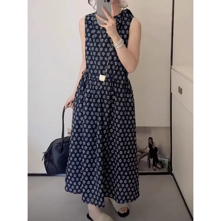 法式气质长款垂感无袖背心裙25年夏季新款别致显瘦休闲通勤连衣裙