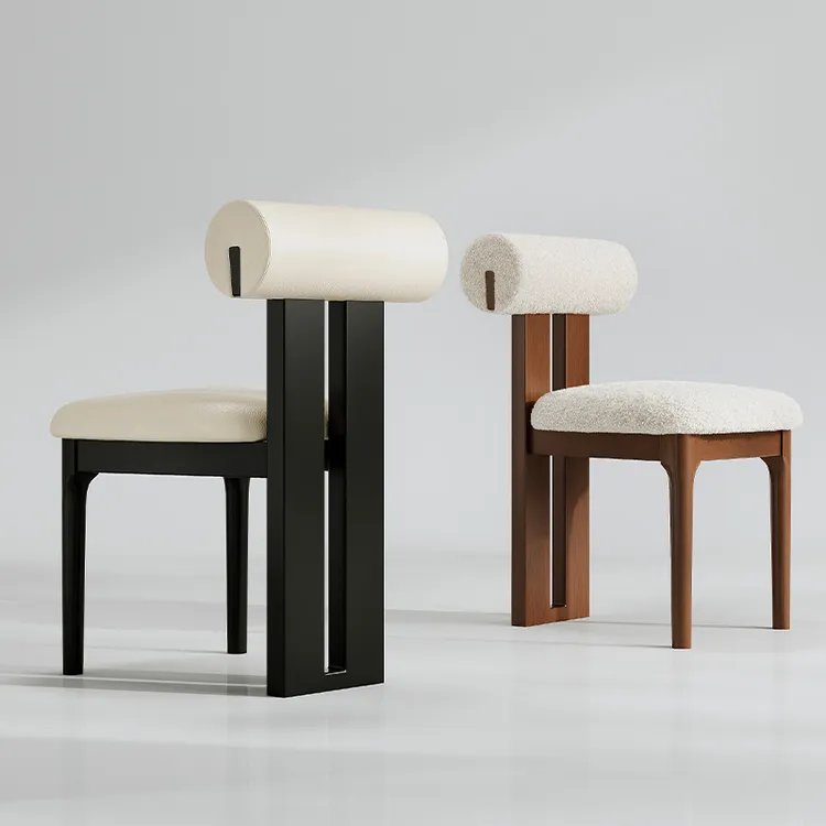 实木餐椅家用餐桌椅子简约现代中古岛台靠背椅设计师化妆凳河马椅