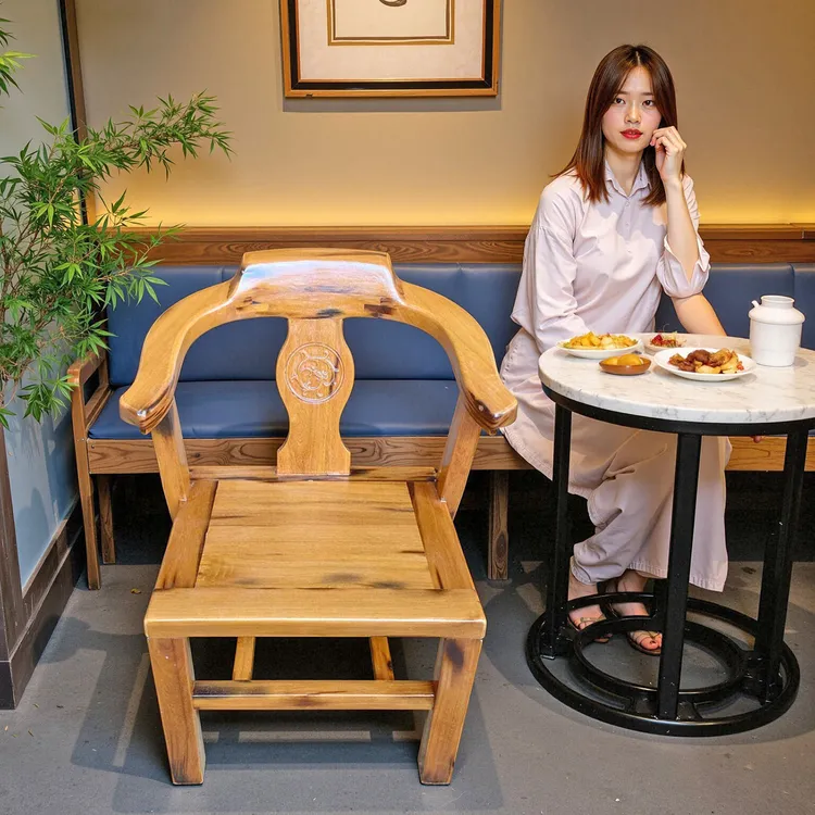 老船木新中式圈坤甸木餐厅饭桌椅学习电竞椅茶主椅久坐护腰工厂店
