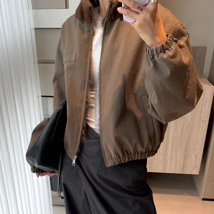 皮草外套女款爆款2025新款海宁直播冬季貂皮内胆水貂毛领派克服
