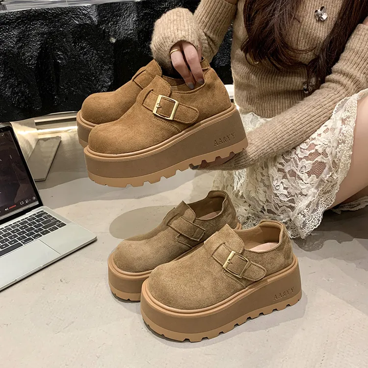 7CM厚底百搭英伦风韩版洋气秋冬时尚网红休闲勃肯鞋防滑软底单鞋