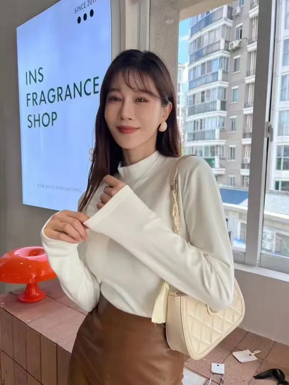 韩版常规半高领立领常规款T恤时尚气质秋冬修身