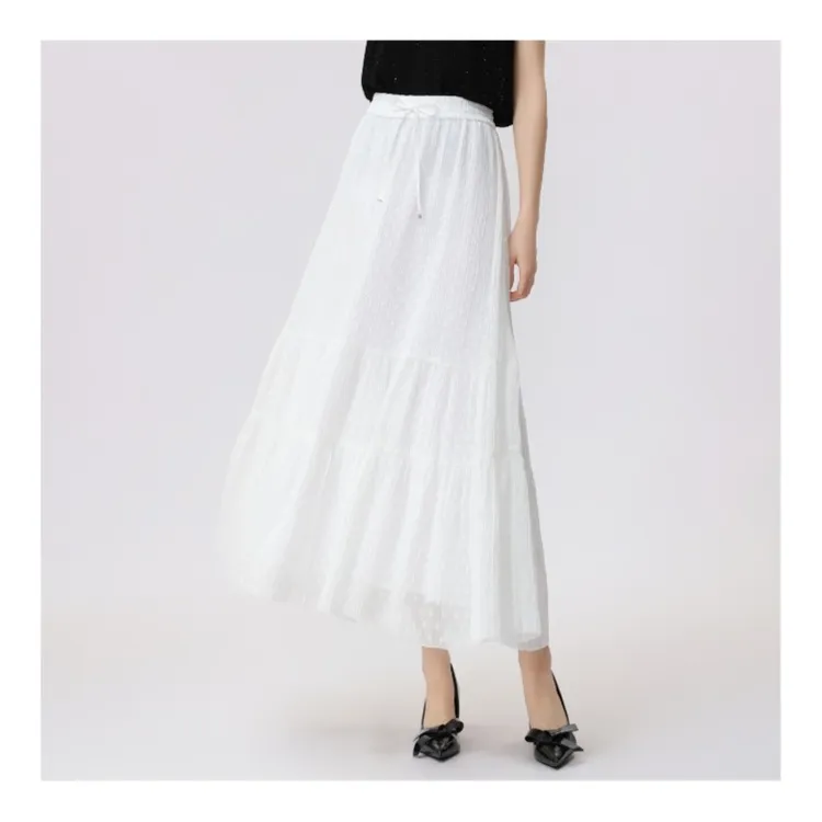 GIRDEAR/哥弟春夏显瘦A字裙气质高腰法式时尚百褶温柔半裙1200355